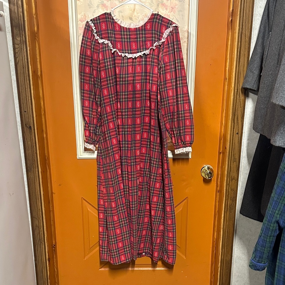 L.L. Bean Red Plaid Long Sleeve Dress